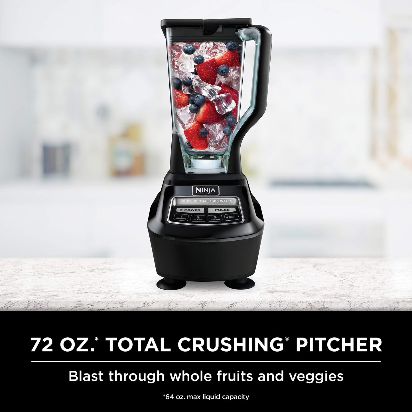 Ninja Mega Kitchen System BL770 – 1500W Blender & 8-Cup Food Processor, 72oz Pitcher, 2 To-Go Cups, Total Crushing for Smoothies, Ice & Dough, Black