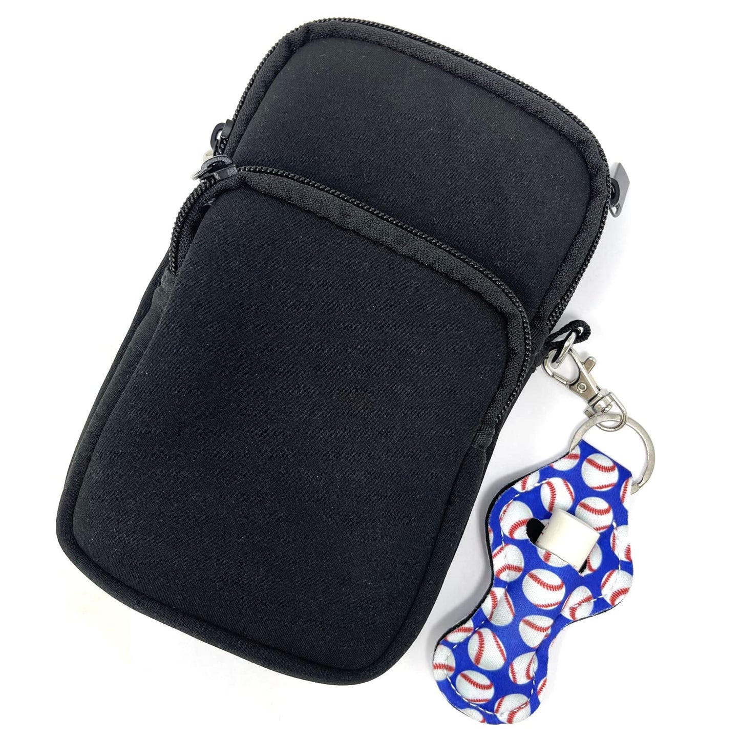 allydrew 10 Pack Chapstick Holder Keychain, Keyring for Lip Balm Lip Gloss Lipstick with 10 Pieces Metal Keyring Clasps, Play Ball