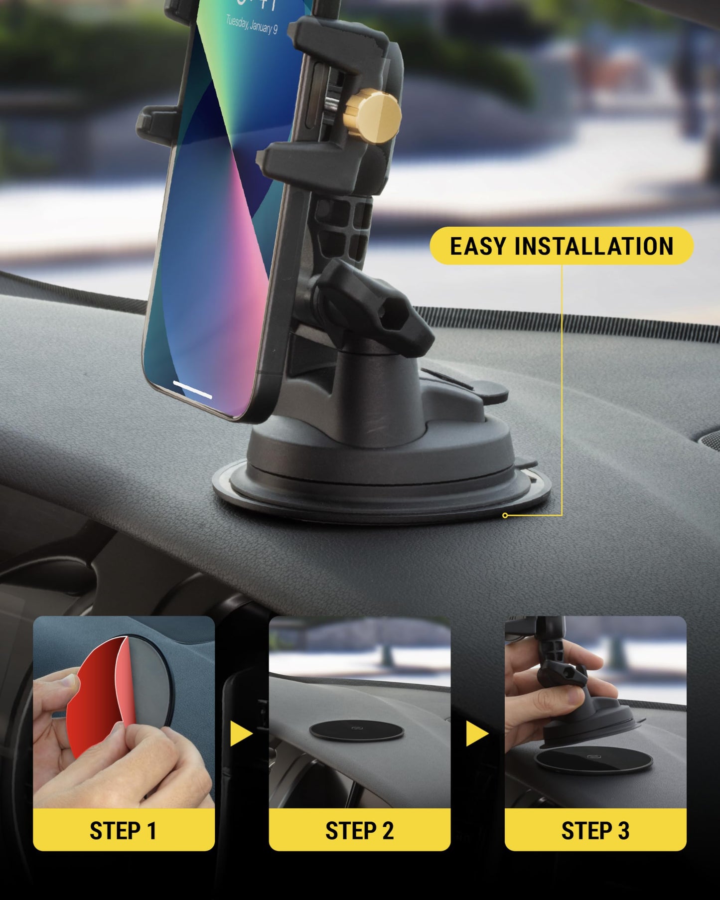 Scosche DMDHD-BPO Universal Heavy-Duty Adhesive Dashboard Pad Mounting Disk for Suction Cup Phone Holder, Dash Cam, GPS, MagicMount Flat Surface 3M…