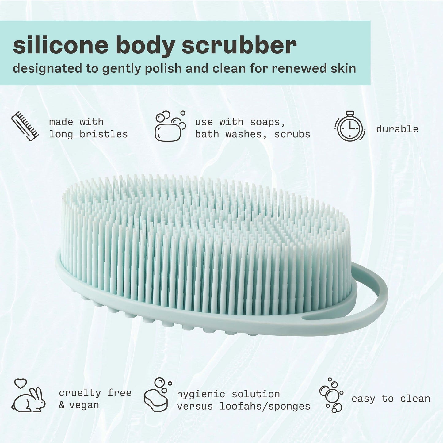 Freeman Premium Silicone Body Scrubber, Exfoliating & Massaging, Double Sided Silicone Scrubber, Durable & More Hygienic Than Loofah, for Men & Women