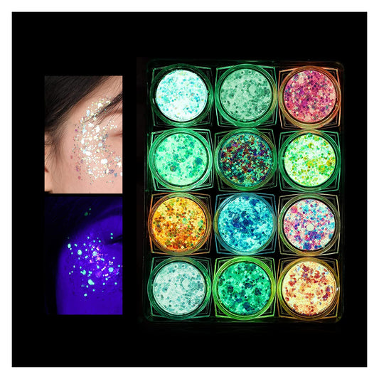 IYARKAI® Glitter Gel Makeup, Iridescent Glitter Set 12 Colours, Glitter Powder Kit, Glitter Cosmetic for Face Nails Eyes Lips Hair Body, Music Beauty & Personal Care IYARKAI