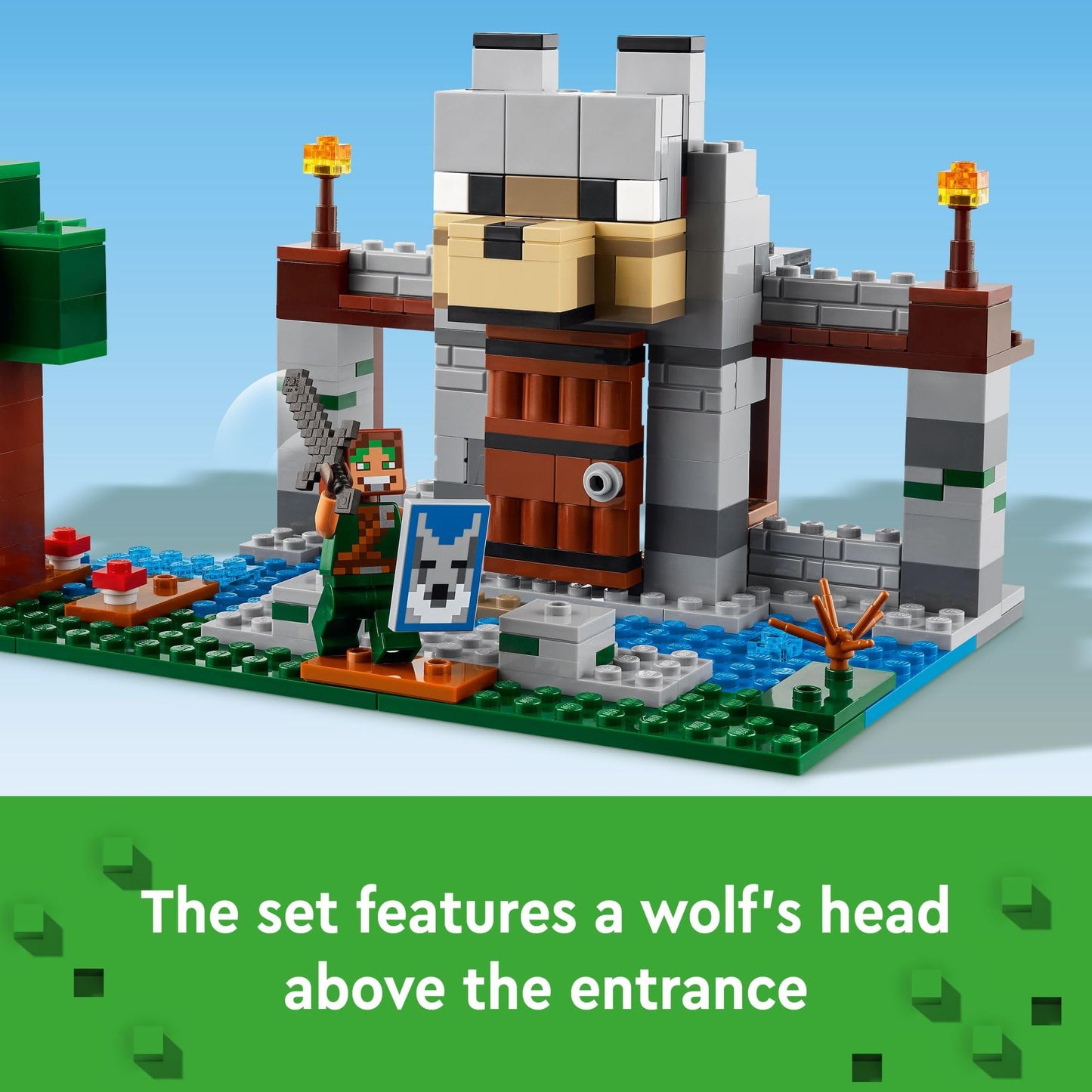 LEGO Minecraft The Wolf Stronghold Fortress 21261, Castle Playset with Minifigures, Action-Packed Building Toy Gift for Kids Ages 8+