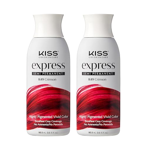 KISS Express Semi-Permanent Hair Color 100mL (3.5 US fl.oz) (2 Pack, Crimson)