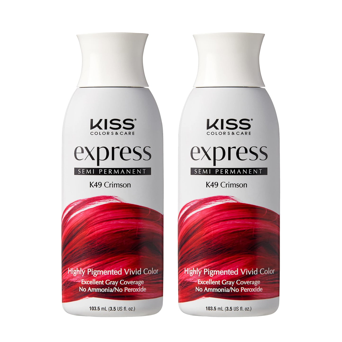 KISS Express Semi-Permanent Hair Color 100mL (3.5 US fl.oz) (2 Pack, Crimson)
