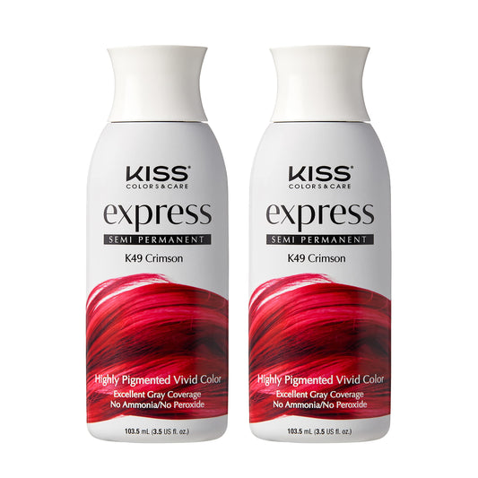 KISS Express Semi-Permanent Hair Color 100mL (3.5 US fl.oz) (2 Pack, Crimson)