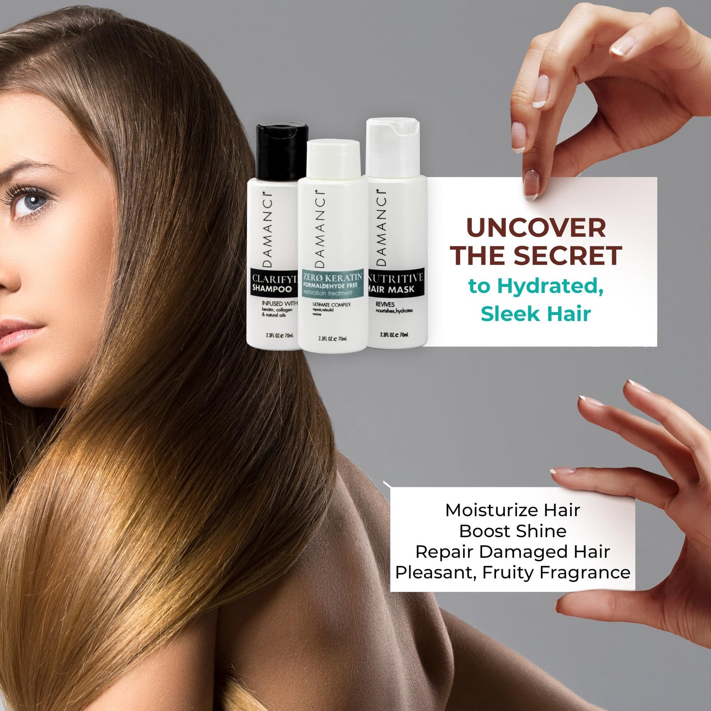 DAMANCI ZerO Keratin Revival Kit, Formaldehyde Free Keratin Hair Treatment, Tratamiento Para el Cabello, Keratina Organica sin Formol y Mascarilla