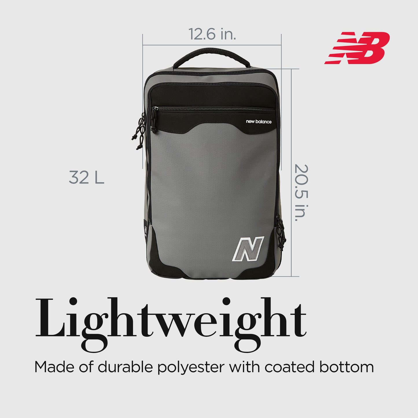 New Balance Laptop Backpack, Legacy Commuter Travel Bag for Men and Women, Grey, One Size