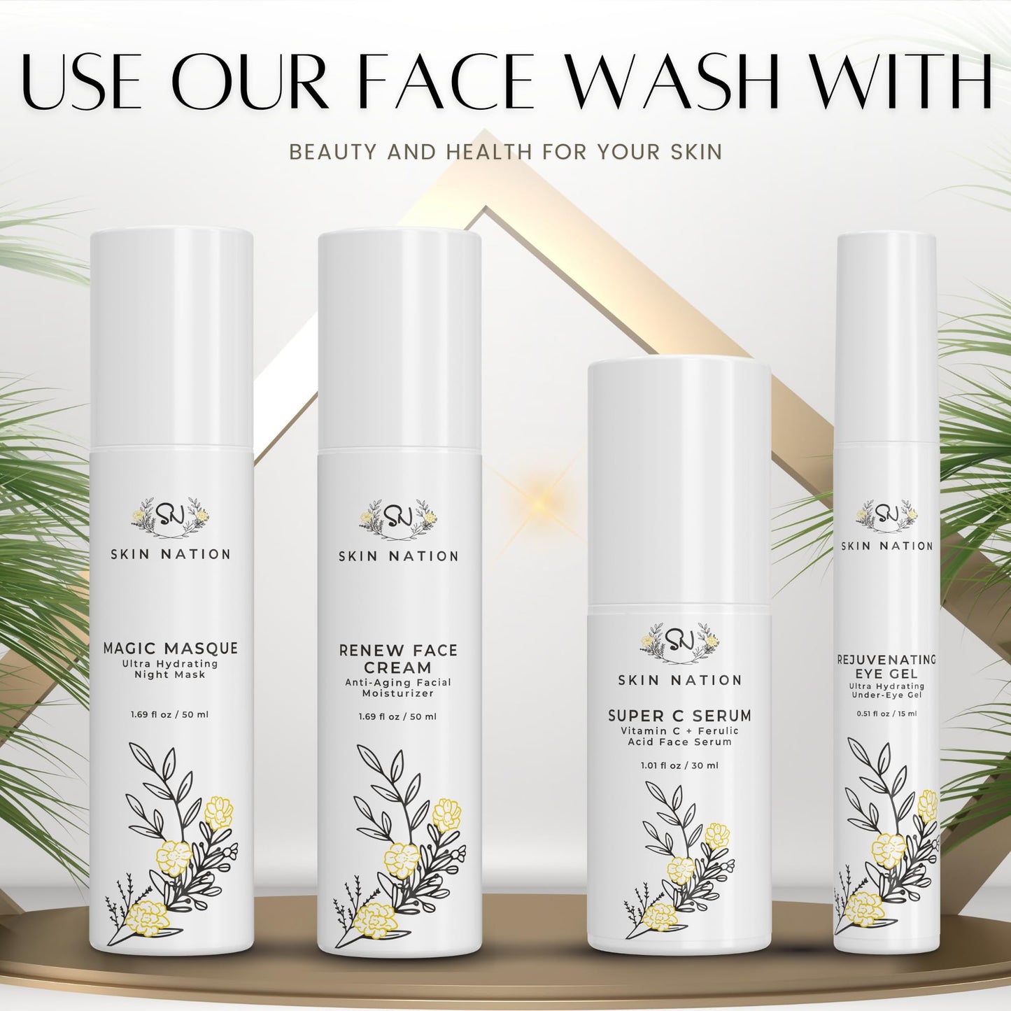 Skin Nation Hydrating Gentle Face Wash with Organic Aloe and Chamomile for Dry, Oily and Sensitive Skin, Paraben Free and Sulfate Free, 5.1 Fl Oz