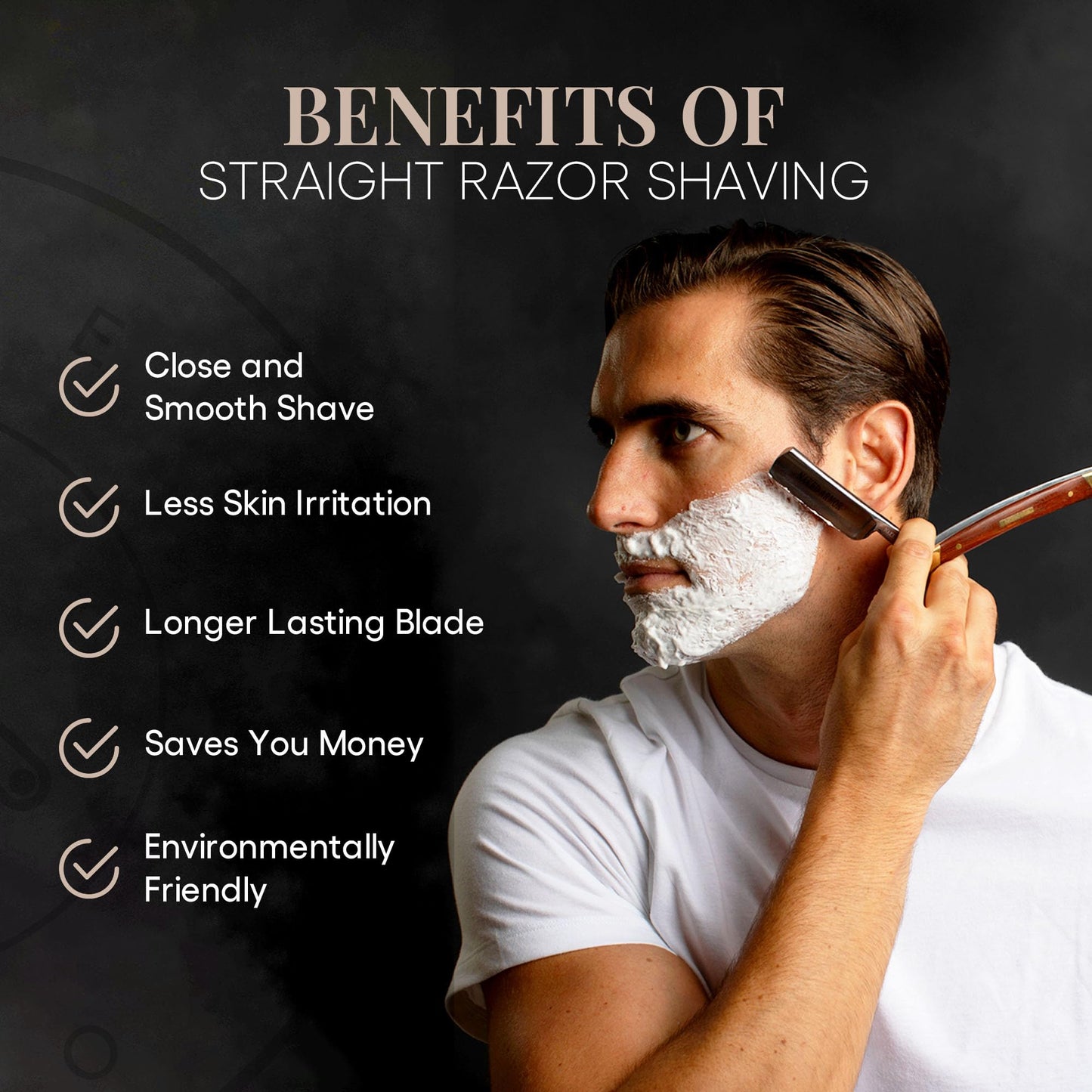 Naked Armor Solomon Straight Razor - Shave Ready 7/8" Round Nose Japanese Steel Straight Razors for Men with Algum Wood Scale, Case Included, Close Beauty and Personal Care Naked Armor
