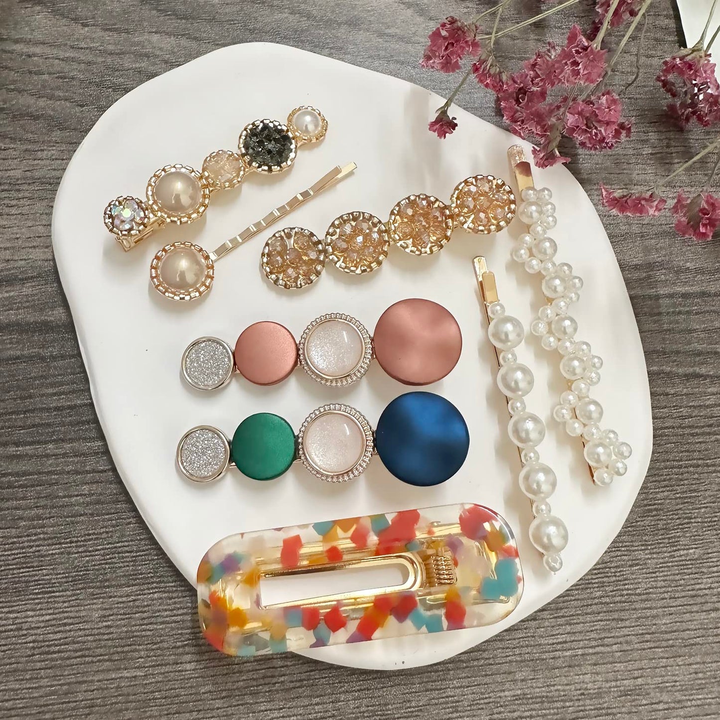 Mehayi 20 PCS Pearl Hair Clips Set Fashion Korean Acrylic Resin Hair Barrettes, Bobby Pins Hairpins for Women and Ladies Girls Headwear Styling Tools Beauty and Personal Care Mehayi