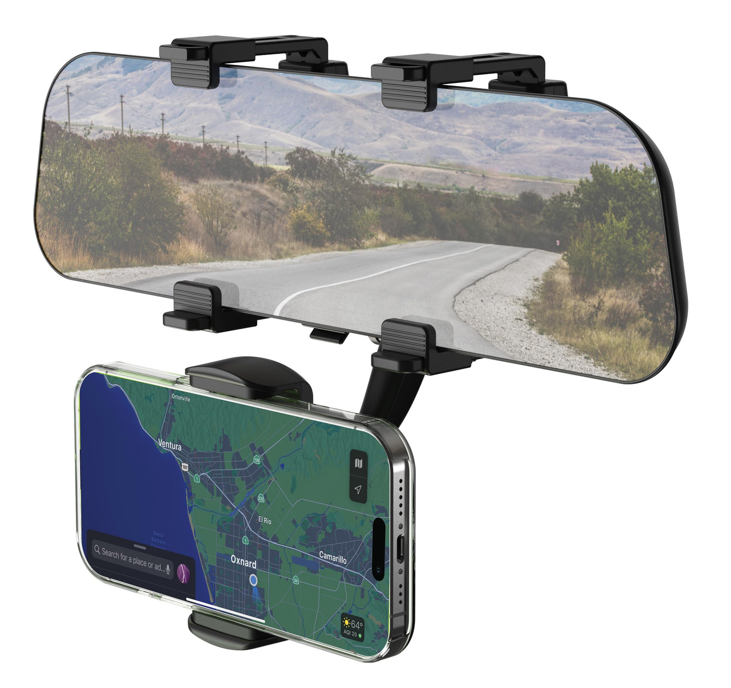 Scosche SUHRM Rear View Mirror Phone Holder, 360° Rotatable Rearview Mirror Cell Phone Car Mount, Cellphone Stand Compatible with iPhone…