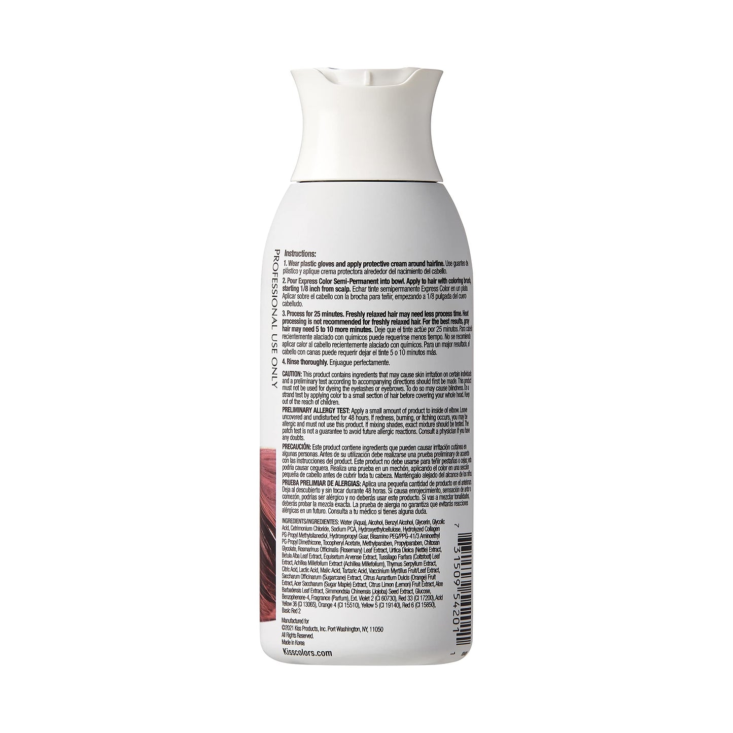 Kiss Express Semi-Permanent Hair Color - Vivid, Highly Pigmented Dye for Vibrant Hair, Gentle Formula, Gray Coverage, pH Balanced,23 Intermixable