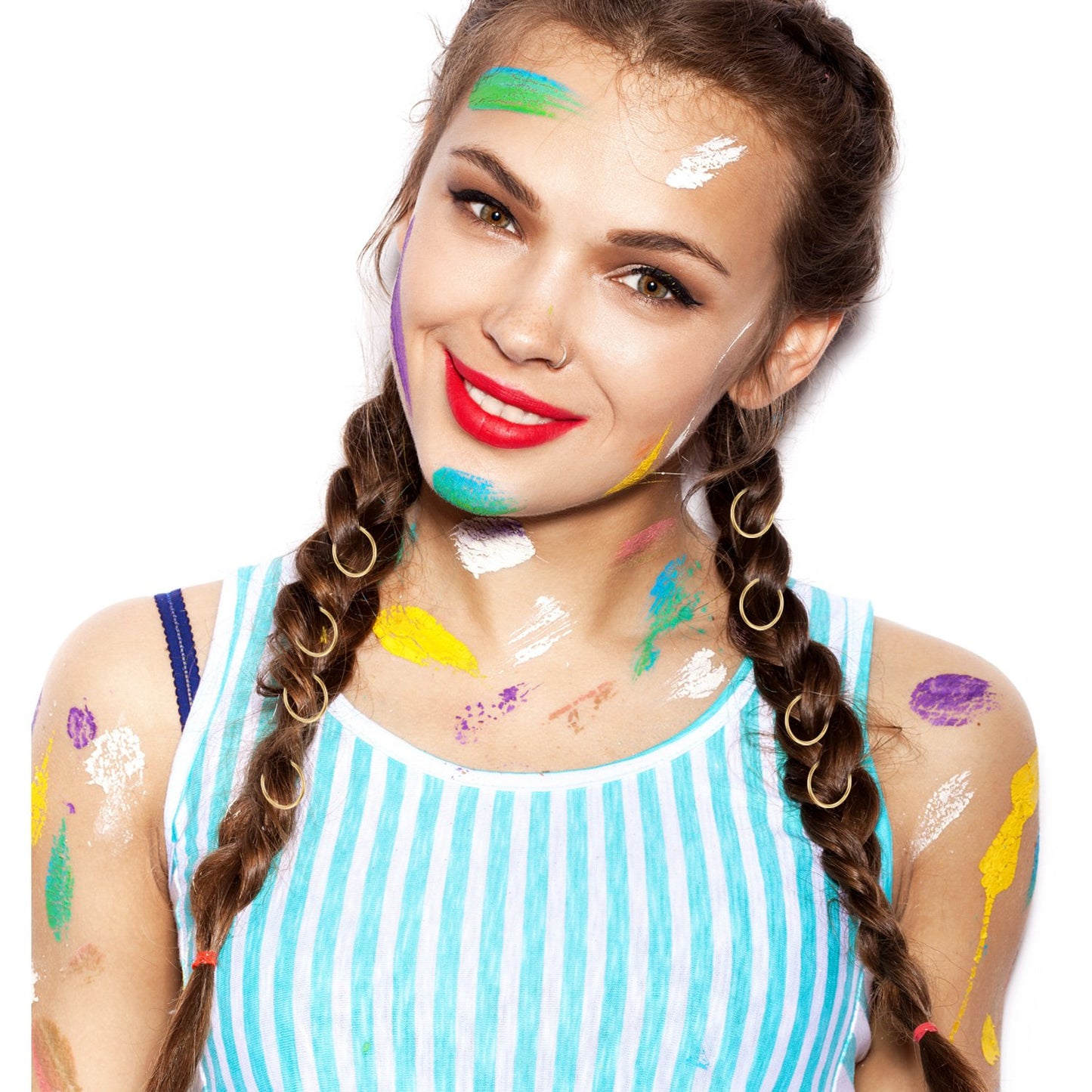 Hotop 100 Pack Hair Rings Gold Braid Rings Loop Clips 0.63 Inch Women's Fashion Hip-hop DIY Hair Accessories for Dreadlocks