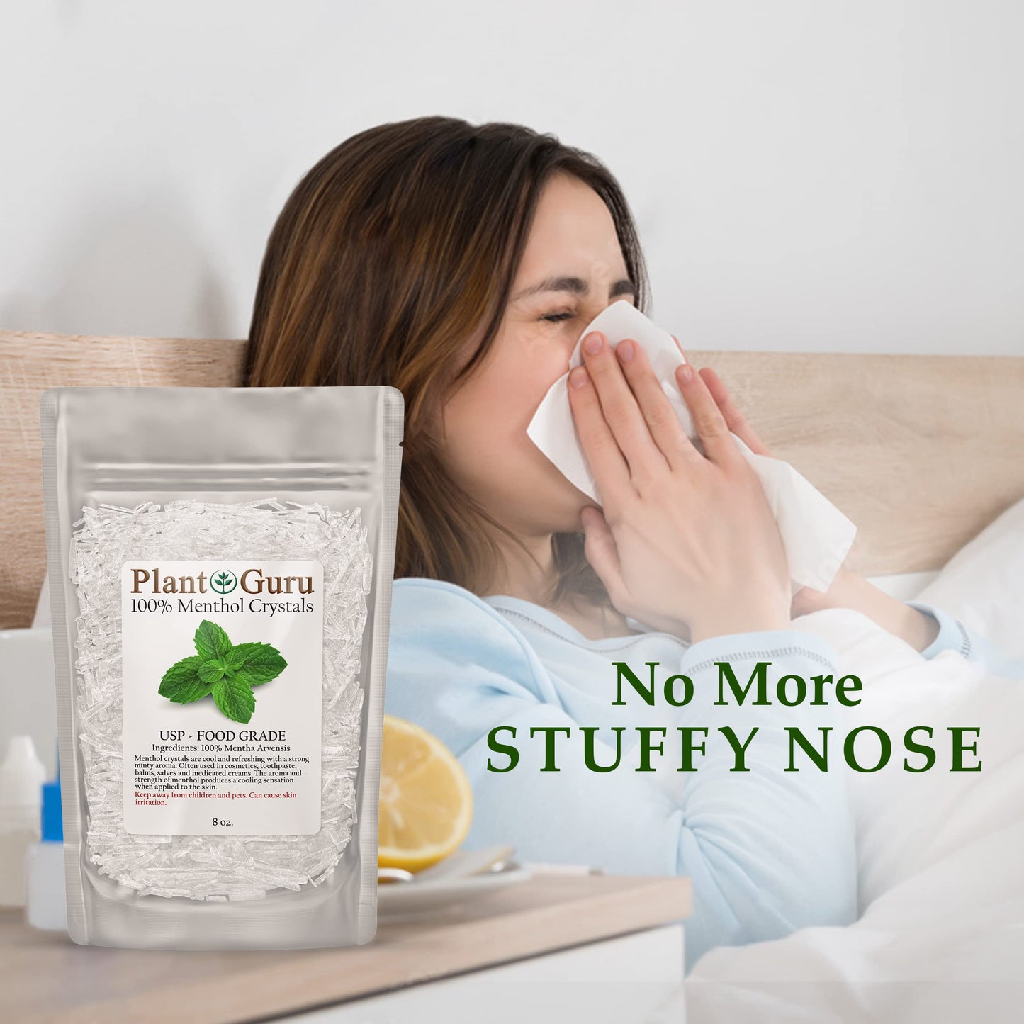Menthol Crystals 2 lbs. Bulk Mentha Arvensis 100% Pure Natural USP Food Grade - Great For Cosmetics, Salves, Balms, Creams and Soap Making. Beauty and Personal Care Plant Guru