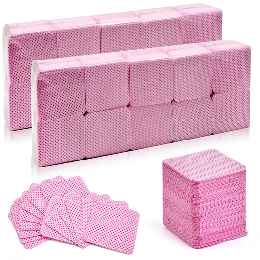 Bcowos Pink Lint Free Nail Wipes- 2000PCS Super Absorbent Nail Polish Remover Pads- Disposable Lint Free Wipes for Nail Polish Removal, lash