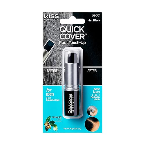 RED by Kiss Quick Cover Root Touch Up Stick, Water-Resistant Temporary Gray Hair Concealer with Brush for Roots and Beard, Long-Lasting Coverage, Easy
