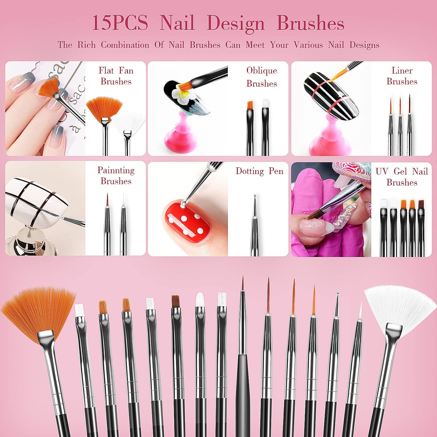 32pcs Nail Art Brushes,Acrylic Nail Brush,Nail Brushes For Nail Art,Nail Art Dotting Tool Set,Nail Art Tool Set,Nail Art Liner Brush,Nail Dust Beauty and Personal Care Voiluk