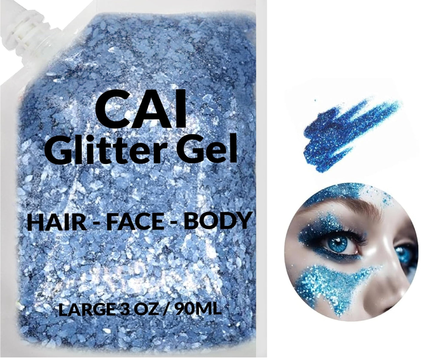 Face, Body & Hair Glitter Gel - Halloween Glitter for Kids and Women - 3 Oz Cosmetic-Grade Gel w/Moon & Stars for Festivals & Halloween Party, Easy