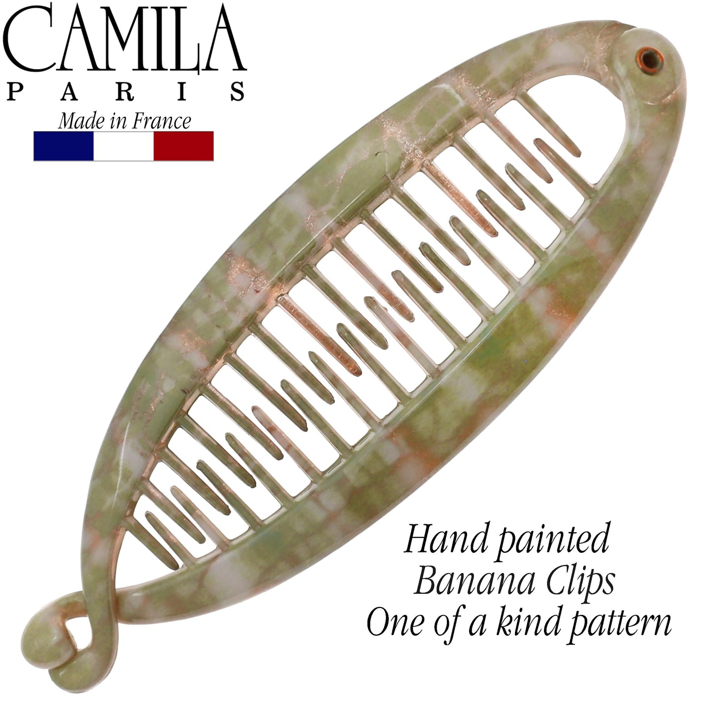Camila Paris CP3106 4.5 inch French Banana Clip Hair Comb Classic Girls Updo Flexible Ponytail Holder Interlocking Banana Combs, Fashion Durable