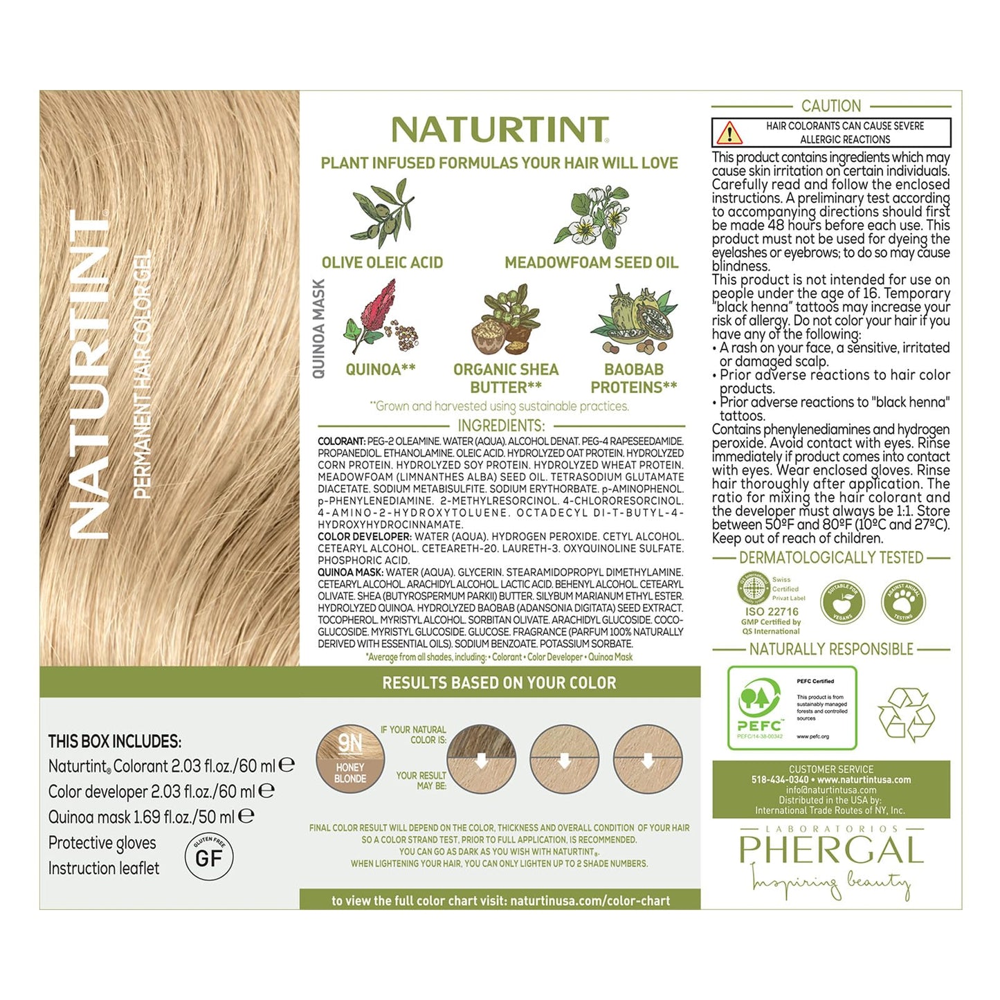 Naturtint Permanent Hair Color, 9N Honey Blonde, Plant Enriched, Ammonia Free, Long Lasting Gray Coverage and Radiante Color, Nourishment