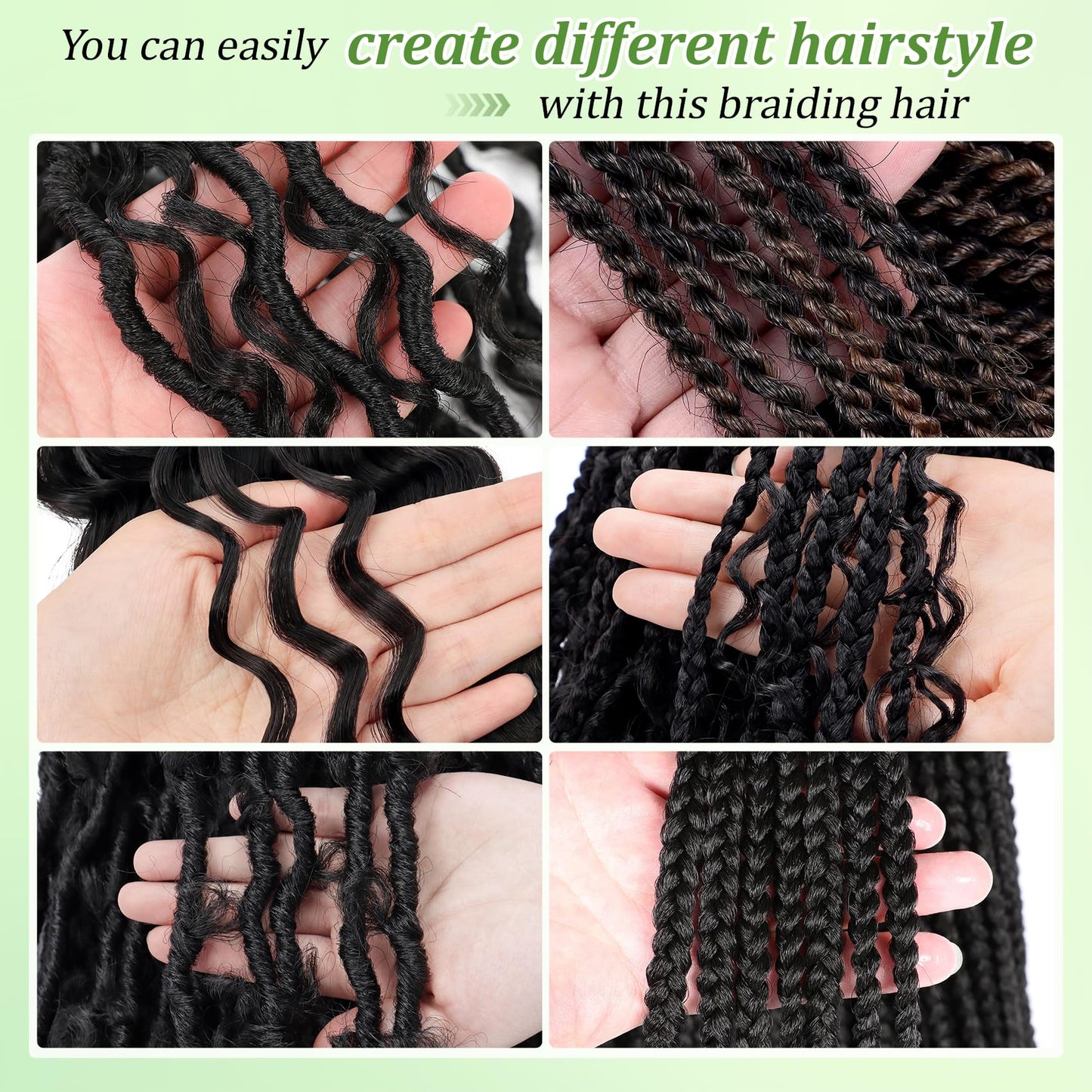 Eerya Long Curly Braiding Hair 10 Inch 2 Packs Ocean Wave Crochet Hair for Black Women Deep Wave Braiding Hair for Boho Braids(10inch,#1B) Beauty and Personal Care EERYA