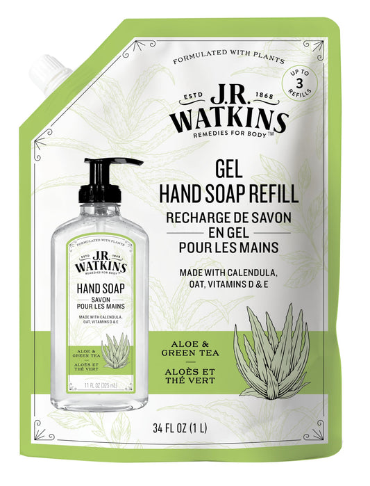 J.R. Watkins Hand Soap Refill, Aloe and Green Tea 34 fl Ounce