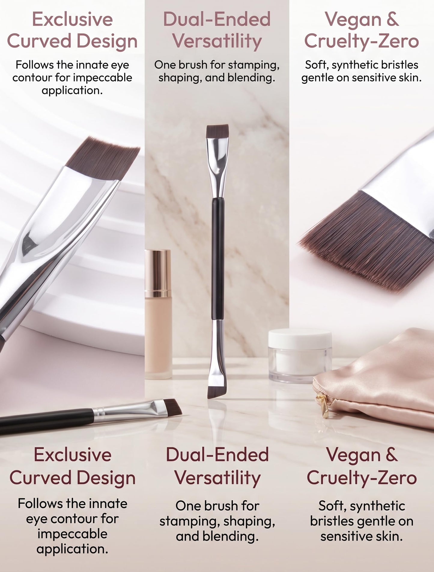 The Double-headed Arc Brush Special Curved Brush Head Creates Perfect Eyeliner and Eye Shadow?E48-2?