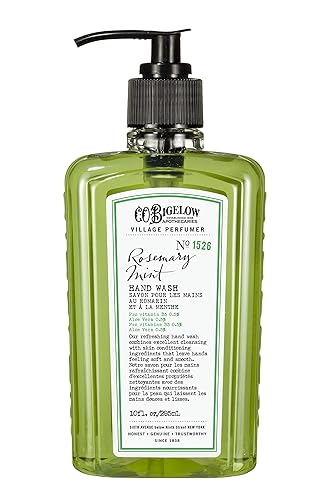 C.O. Bigelow Rosemary Mint Hand Wash, Village Perfumer Liquid Hand Soap with Aloe Vera & B5, 10 Fl Oz