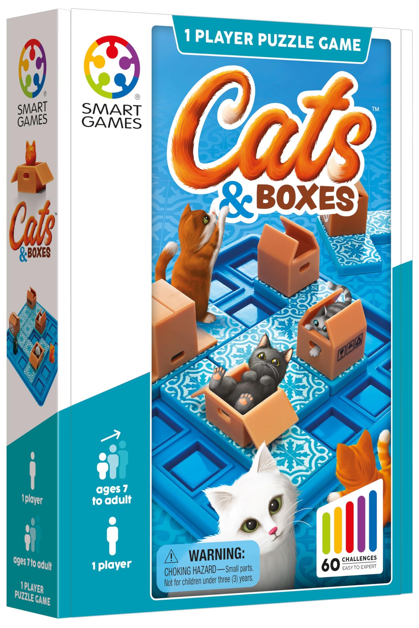 SmartGames Cats & Boxes Travel Game with 60 Challenges for Ages 7-Adult