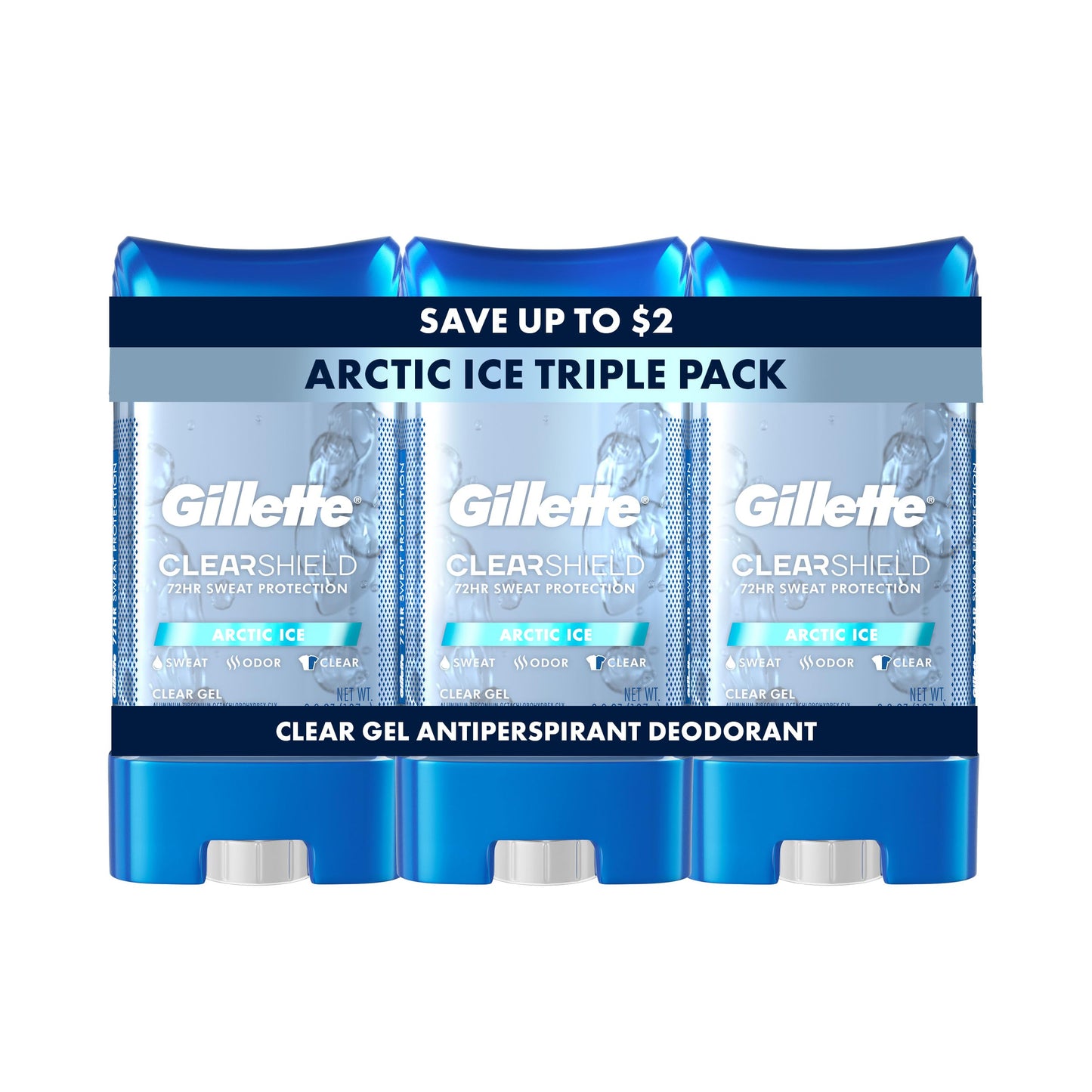 Gillette Antiperspirant and Deodorant for Men, 72hr Sweat & Odor Protection, Long Lasting Freshness, Anti-White Mark Technology, Clear Gel, Arctic Ice Beauty and Personal Care Gillette Default Title