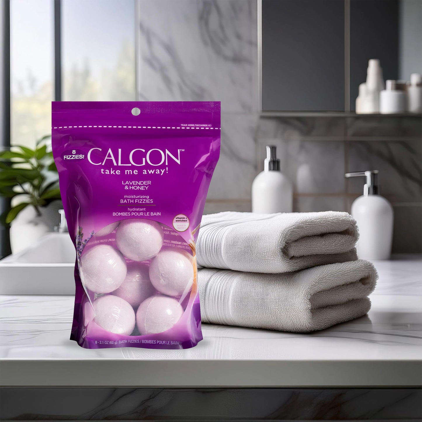 Calgon Bath Fizzies, Lavender & Honey, 8 pcs