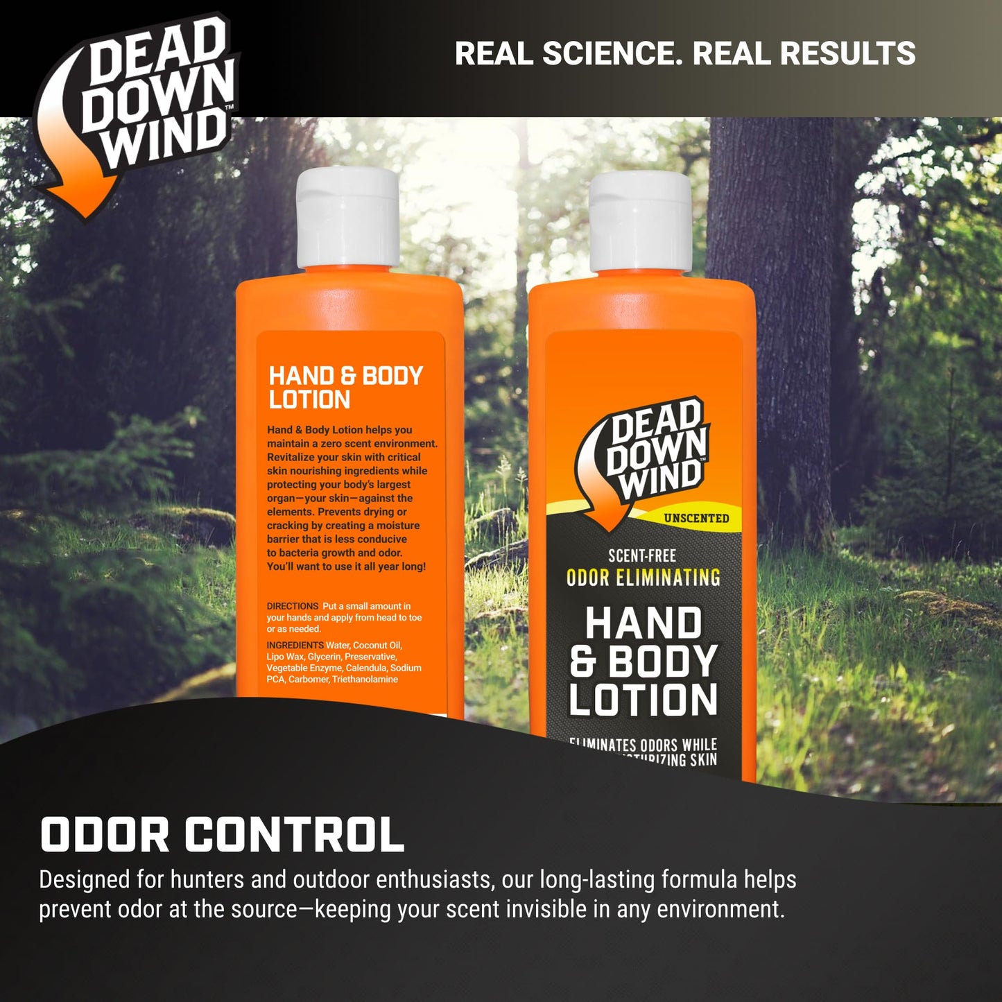Dead Down Wind Odorless Hand & Body Lotion - Unscented - Odor Elimination for Hunting Gear