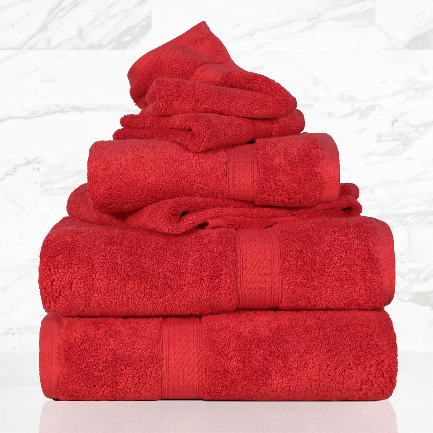 Superior Egyptian Cotton Pile 6 Piece Towel Set, Includes 2 Bath, 2 Hand, 2 Face Towels/Washcloths, Ultra Soft Luxury Towels, Thick Plush Essentials…