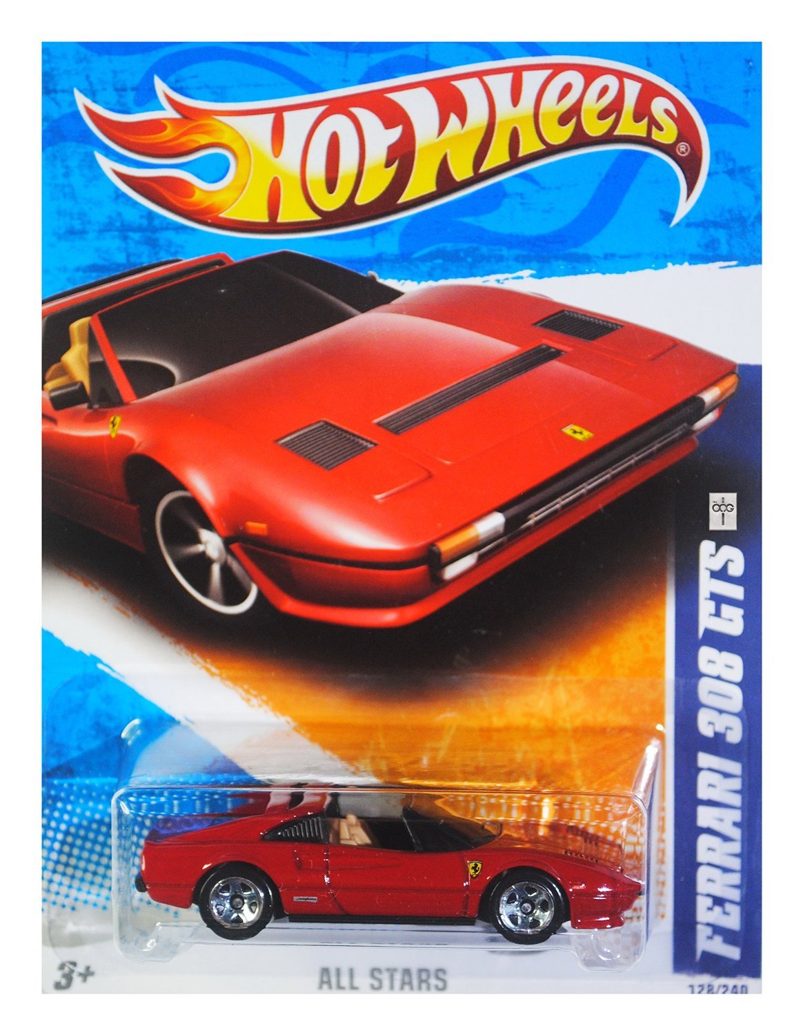 Hot Wheels 2011, Ferrari 308 GTS Red 128/240. All Stars. 1:64 Scale.