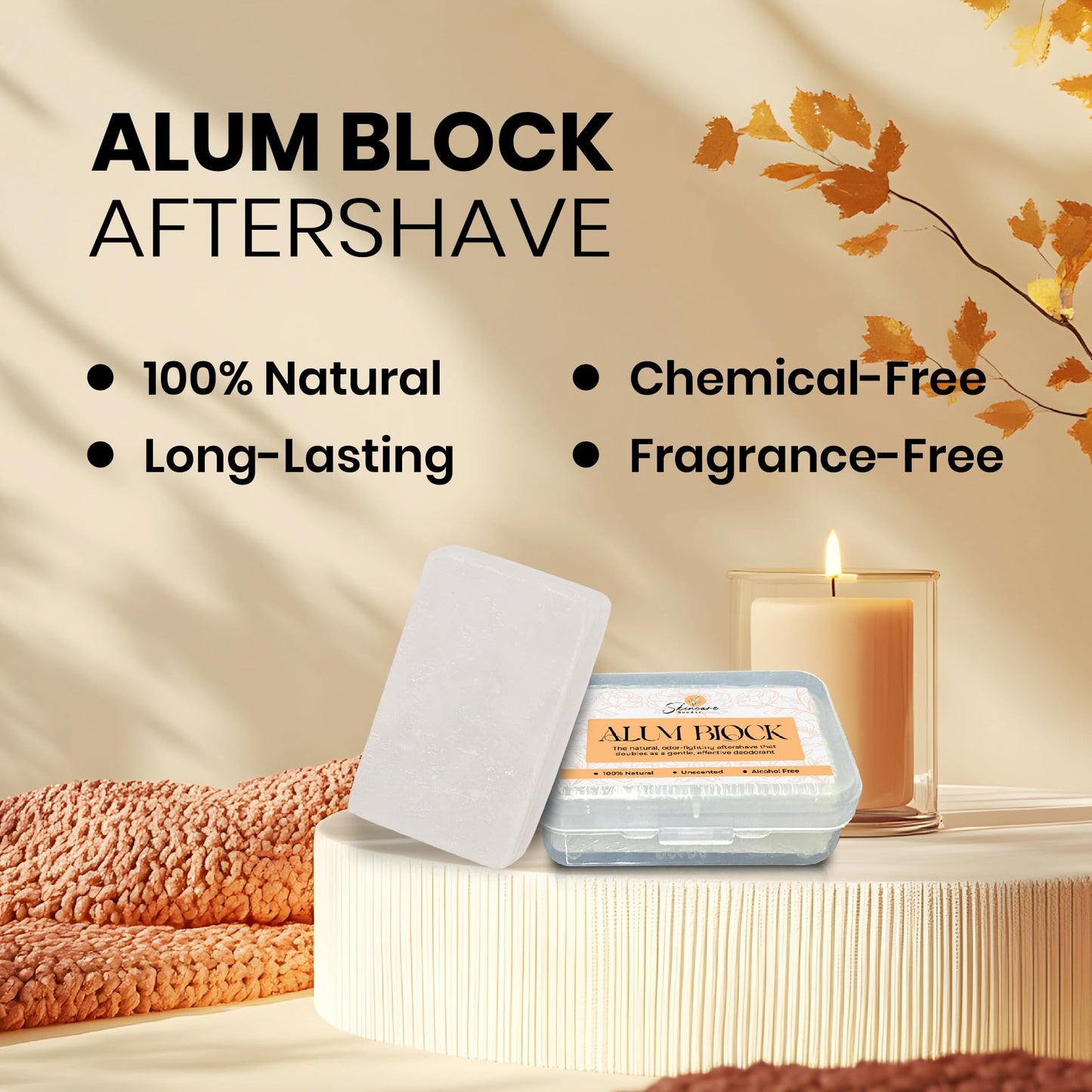 Skincare Sunday Alum Block - 100% Natural Freshness-Enhancing Aftershave - Unscented - Alcohol-Free - Travel-Friendly Skincare Solution Beauty and Personal Care SKINCARE SUNDAY