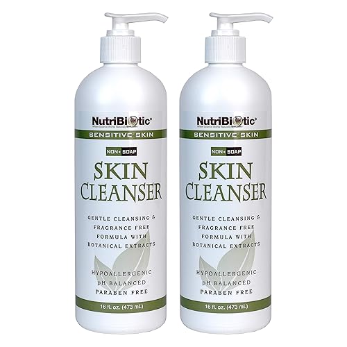 NutriBiotic - Sensitive Skin Non-Soap Skin Cleanser, 16 Oz Twin Pack with GSE (Citricidal) | pH Balanced, Hypoallergenic & Biodegradable | Free
