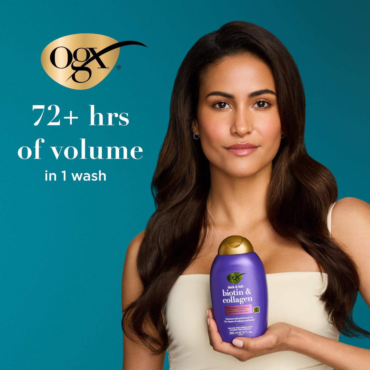 OGX Thick & Full + Biotin & Collagen Volumizing Conditioner, Nutrient-Infused Conditioner with Vitamin B7 Biotin Gives Hair Volume & Body for 72+