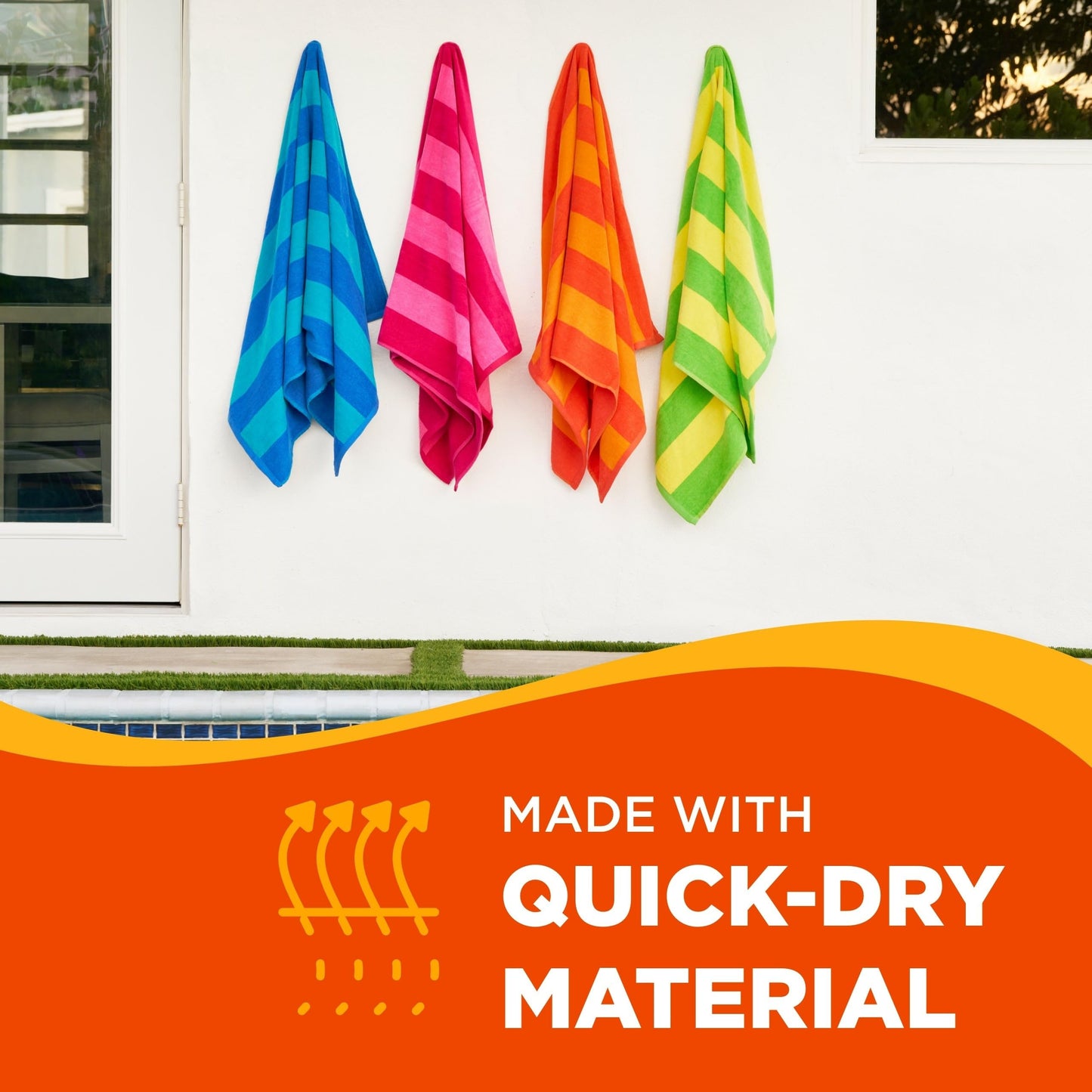 Kaufman - Soft Oversized Beach Towels in Bulk | 29" x 58" Velour Striped Towel | Absorbent, Quick-Drying | 100% Cotton Thick Towels (4 Pack)