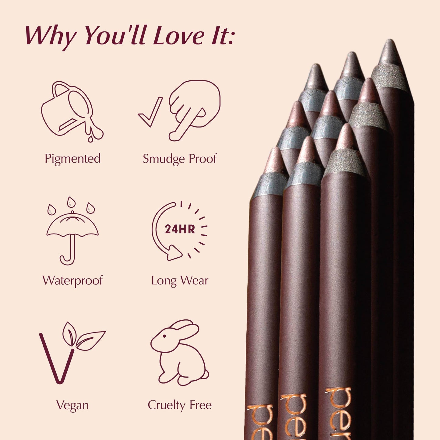 PERSONA 24HR Black Waterproof Eyeliner Pencil | Creamy, Smudgeable Pencil for Lash Line & Waterline | All-Day to All-Night Wear | Vegan, Cruelty-Free Beauty and Personal Care PERSONA