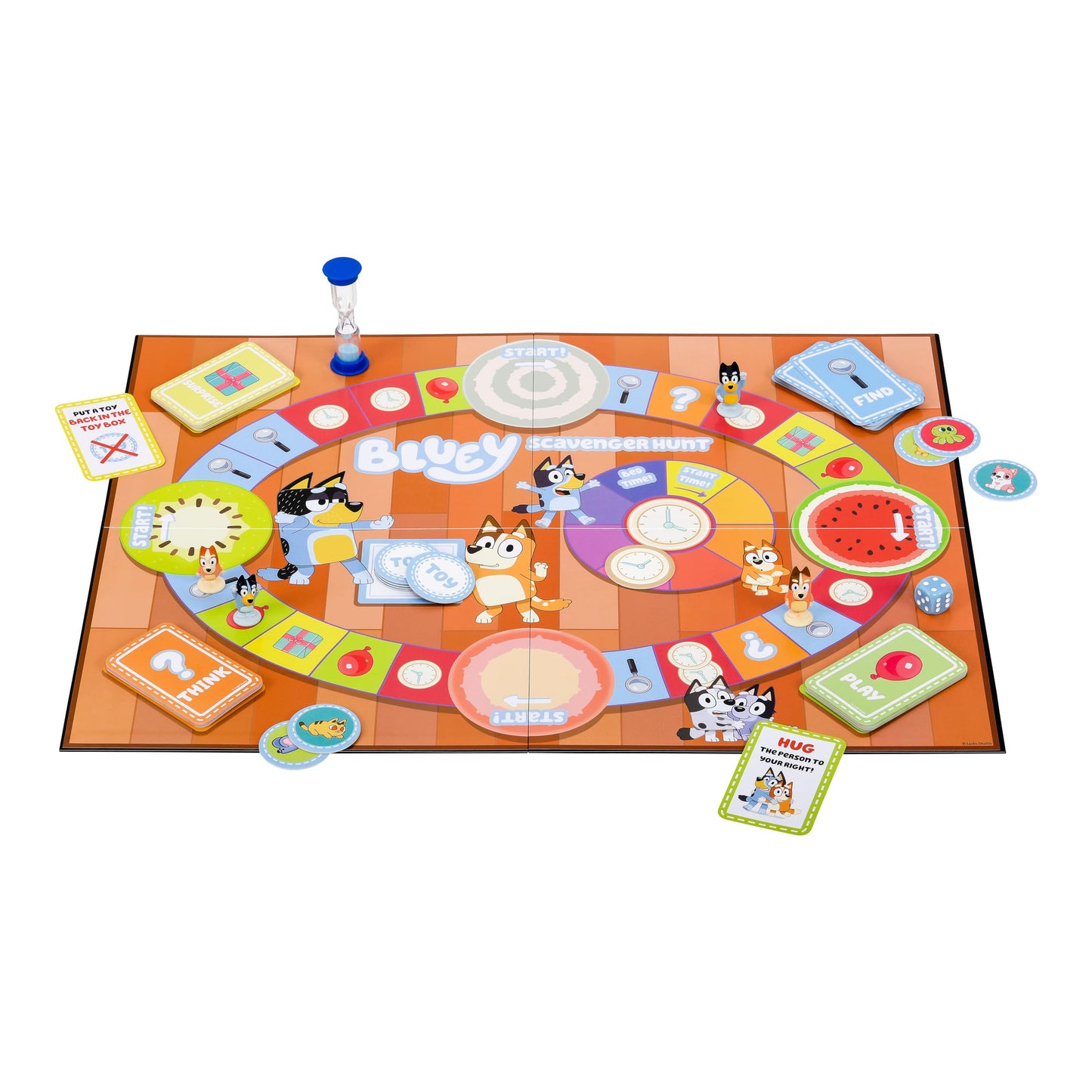Bluey Scavenger Hunt Board Game, Cooperative Play with 4 Exclusive Mini-Figures, Learning Toys for 5+ Year Old, Fun Toy Token Collecting Game