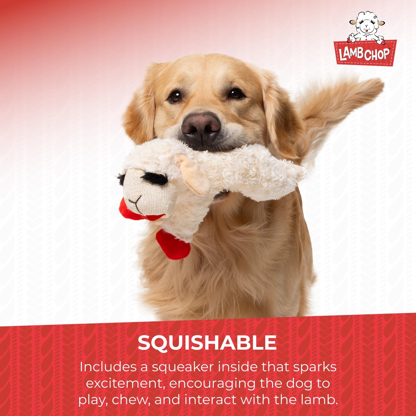 Multipet Lamb Chop Plush Dog Toy – 10" Soft Squeaky Stuffed Animal for Small & Medium Dogs – 5 Squeakers, Cream, Cuddly & Fun