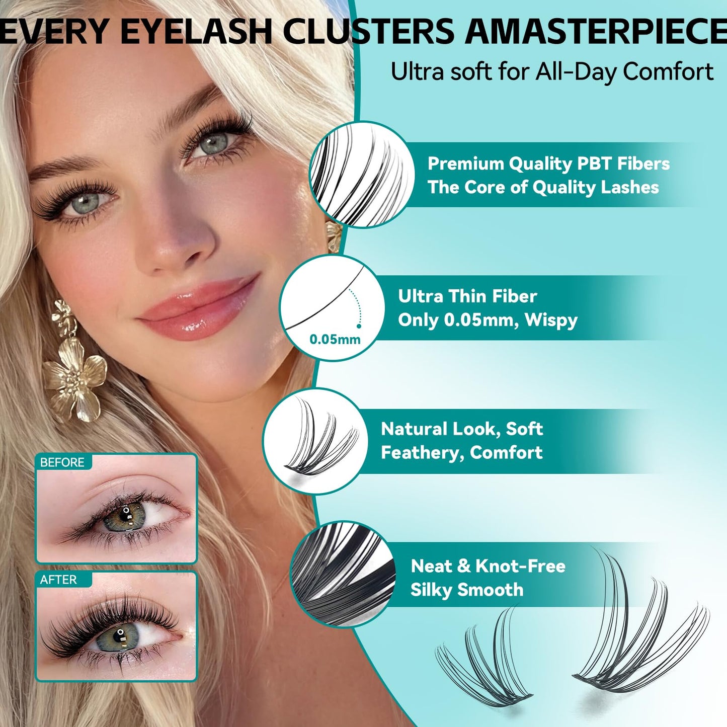 Wispy Lash Clusters D Curl eyelash clusters Natural Look Eyelashes 9-16mm Beauty and Personal Care Aisniec