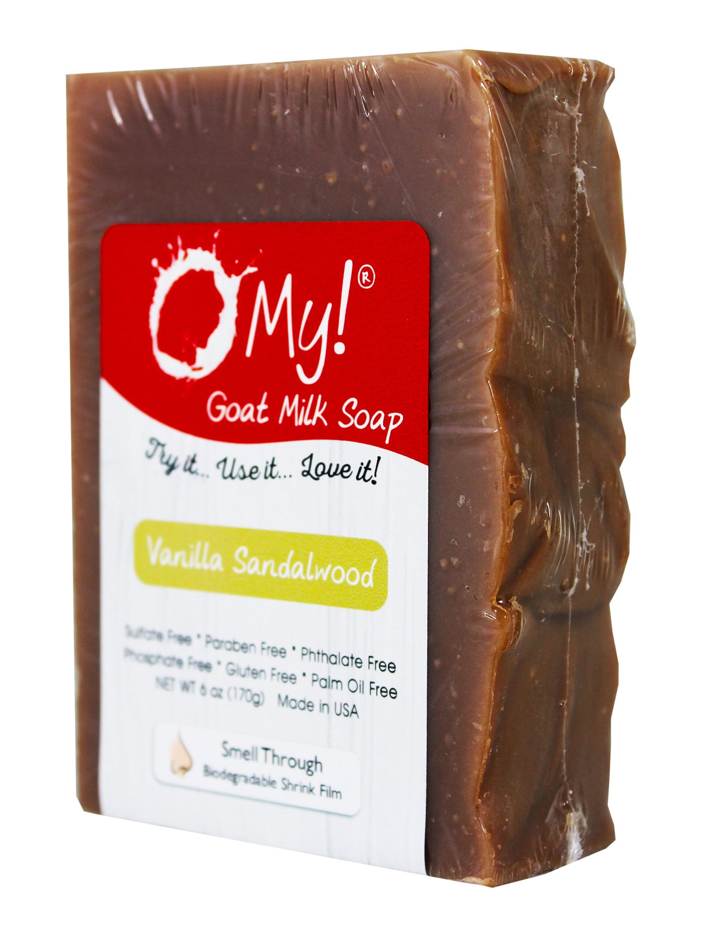 O My! Goat Milk Soap 6oz Bar - Vanilla Sandalwood | Made with Farm-Fresh Goat Milk | Moisturizes dry skin | Gently Exfoliates | Paraben Free | Leaping