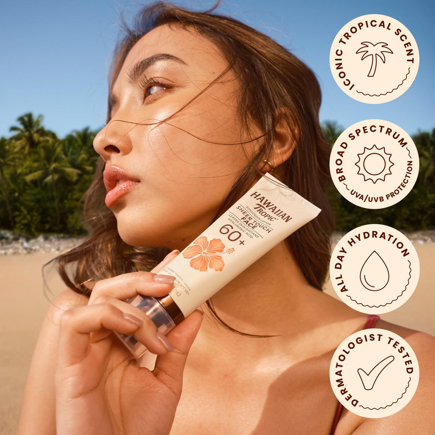 Hawaiian Tropic Sheer Touch Face Sunscreen Lotion SPF 60, 2.5 Fl Oz | Travel Size Sunscreen for Face, Sunblock Lotion, 2.5 Fl Oz