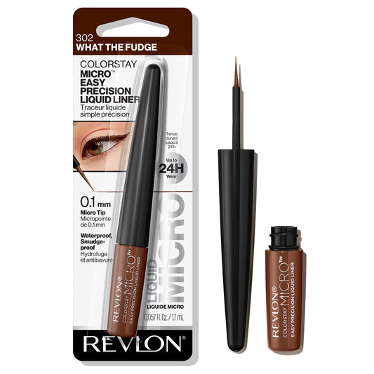REVLON ColorStay Micro Easy Precision Liquid Eyeliner, Waterproof, Smudgeproof, Longwearing, Stocking Stuffer for Her, 302 What the Fudge, 0.057 fl oz