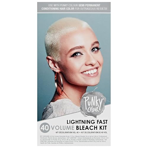 Punky Colour Lightning Fast 40 Volume Hair Bleach Kit - Hair Lightener & Toner for Blonde Coloring, At Home DIY Bleaching Transformation