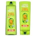 Garnier Fructis Sleek & Shine Shampoo (22 Fl Oz) + Conditioner (21 Fl Oz) Set for Frizzy, Dry Hair, Plant Keratin + Argan Oil (2 Items), 1 Kit