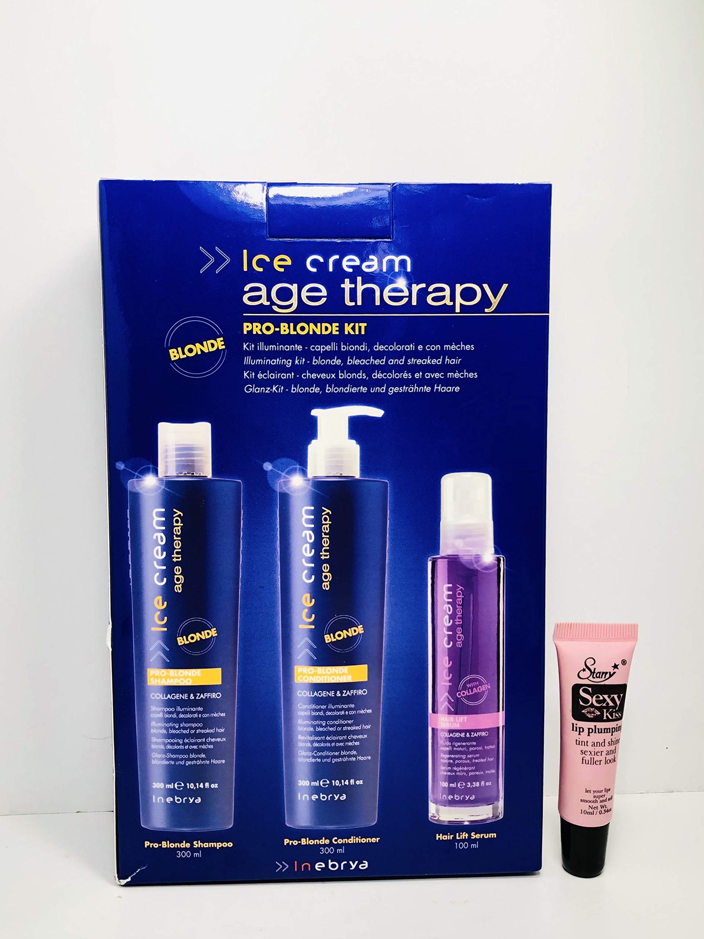 Inebrya ice Cream Age Therapy Pro-Blonde Kit ((Hair Lift Shampoo 10.14oz, Conditioner 10.14oz & Hair Lift Serum 3.38oz), 300ml 100ml