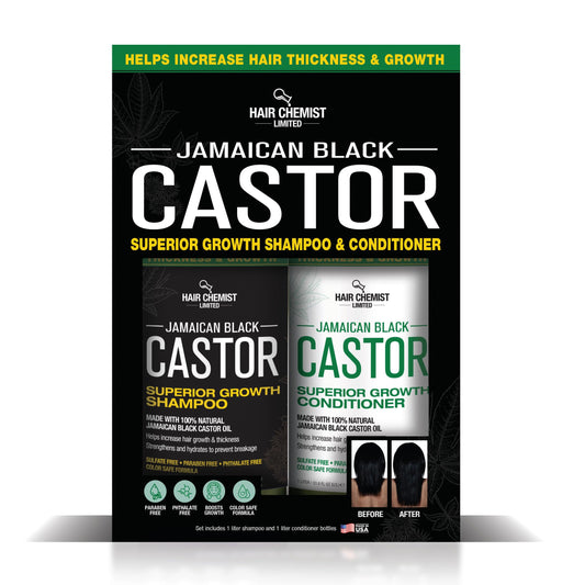 Hair Chemist 2-PC Shampoo & Conditioner Gift Box - Jamaican Black Castor Oil for Hair Growth & Thickness - Sulfate Free, Paraben Free & Phthalate Free Beauty & Personal Care Hair Chemist