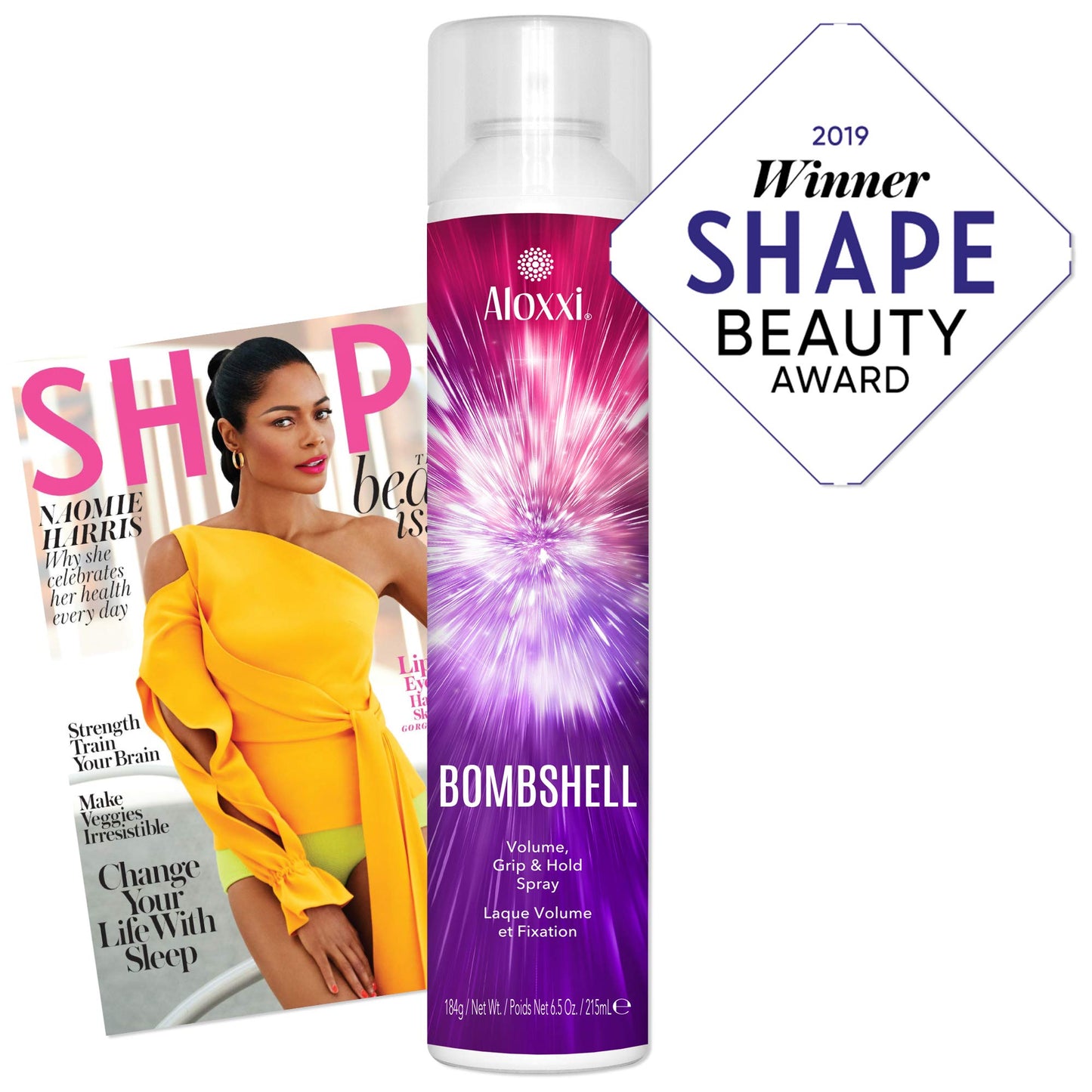 ALOXXI Bombshell Volumizing Grip Styler 3-in-1 Texturizing Hairspray & Dry Shampoo Adds Volume, Texture & Medium Hold Heat Protection up to 450F, 6.5